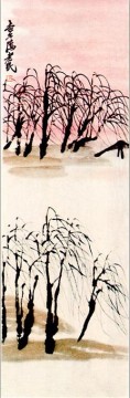 Qi Baishi willows traditionnelle chinoise Peinture à l'huile